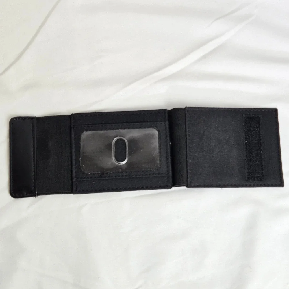 Design by Buxton Black Wallet ID Window Card Slots Hook & Loop Closure